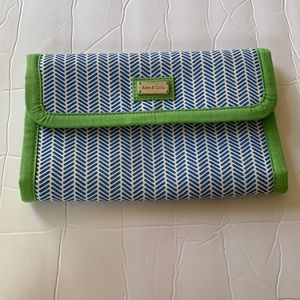 Ame & Lulu Travel Jewelry Bag Organizer Blue Green Fold White Case Necklace